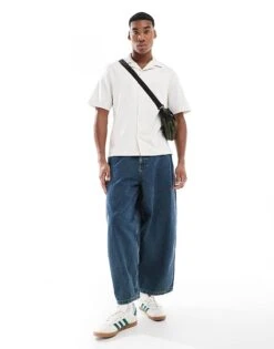 River Island Revere Collar Textured Shirt In Ecru For Men -Layered Clothes 207627462 3