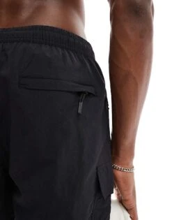 River Island Cargo Swim Shorts In Black For Men -Layered Clothes 207627477 4