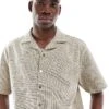 River Island Revere Collar Textured Shirt With Taping In Stone For Men Stone - Light 1 River Island Revere Collar Textured Shirt With Taping In Stone For Men Stone - Light -Layered Clothes 207627489 1 stonelight