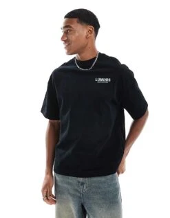 River Island Luminis Oversized T-shirt In Black For Men