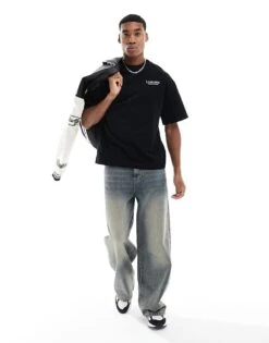 River Island Luminis Oversized T-shirt In Black For Men -Layered Clothes 207645496 4