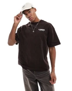 River Island Luminis Oversized T-shirt In Brown For Men