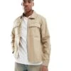 River Island Zip Front Over Shirt In Medium Stone For Men Stone - Medium -Layered Clothes 207698684 1 stonemedium