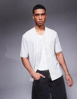 River Island Luminus Piped Baseball Shirt In Light Grey For Men Grey - Light 11 River Island Luminus Piped Baseball Shirt In Light Grey For Men Grey - Light -Layered Clothes 207698704 1 greylight 1