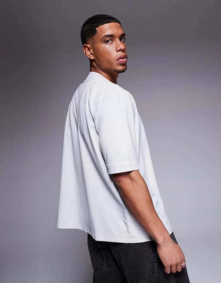 River Island Luminus Piped Baseball Shirt In Light Grey For Men Grey - Light 5 River Island Luminus Piped Baseball Shirt In Light Grey For Men Grey - Light - Image 3