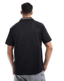 River Island Sport Polo Top In Black For Men -Layered Clothes 207780162 4