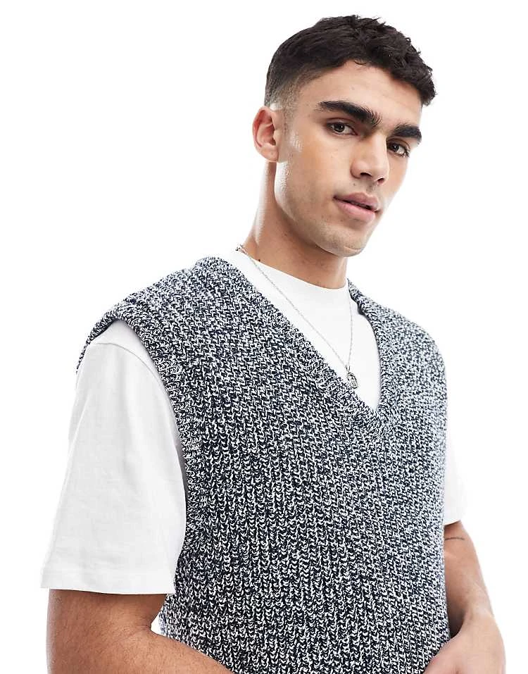 River Island Twist Knit Vest In Navy For Men 4 River Island Twist Knit Vest In Navy For Men - Image 2