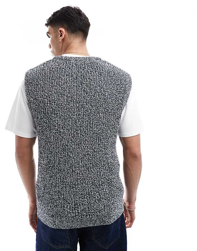 River Island Twist Knit Vest In Navy For Men 5 River Island Twist Knit Vest In Navy For Men - Image 3