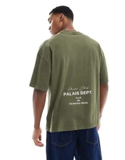 River Island Studio Logo Oversized T-shirt In Washed Khaki For Men Green