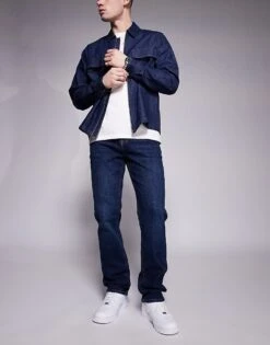 River Island Straight Fit Jeans In Darkwash Blue For Men Blue - Dark -Layered Clothes 207823679 1 bluedark 1