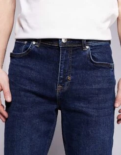 River Island Straight Fit Jeans In Darkwash Blue For Men Blue - Dark -Layered Clothes 207823679 3