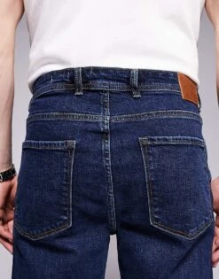 River Island Straight Fit Jeans In Darkwash Blue For Men Blue - Dark -Layered Clothes 207823679 5