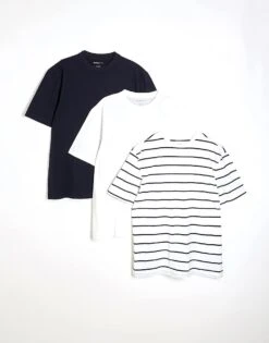 River Island Slim Fit T-Shirts 3 Pack In Multi For Men White