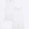 River Island Muscle Fit Ribbed Vest Set In White For Men