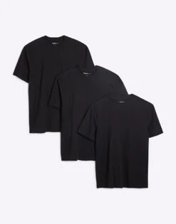 River Island 3 Pack Short Sleeve Slim Fit T-shirt In Black For Men