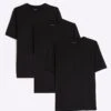 River Island 3pk Muscle Fit Short Sleeve T-shirt In Black For Men