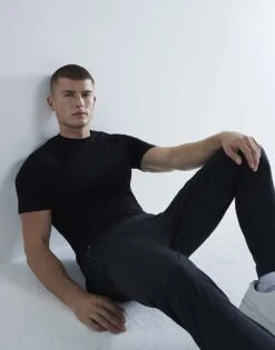 River Island 3pk Muscle Fit Short Sleeve T-shirt In Black For Men -Layered Clothes 207917347 4