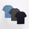 River Island Slim Fit T-Shirts 3 Pack In Multi For Men Navy -Layered Clothes 207928350 1 navy
