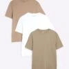 River Island Slim Fit T-Shirts 3 Pack In Multi For Men Khaki