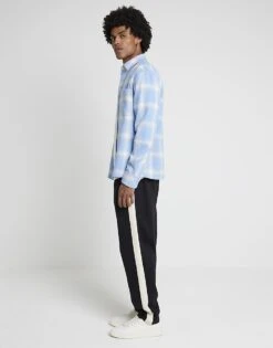 River Island Regular Fit Taped Joggers In Black For Men