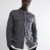 River Island Slim Fit Long Sleeve Overshirt In Grey For Men -Layered Clothes 208013304 1 grey