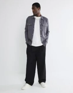 River Island Slim Fit Long Sleeve Overshirt In Grey For Men -Layered Clothes 208013304 4