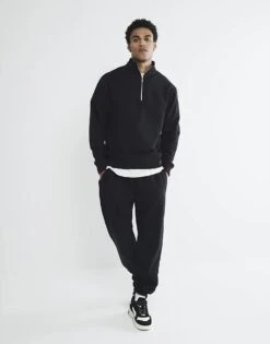 River Island Funnel Neck Sweatshirt & Joggers Set In Black For Men