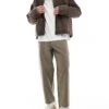 River Island Barrel Worker Trousers In Light Khaki For Men -Layered Clothes 208056487 1 lightkhaki