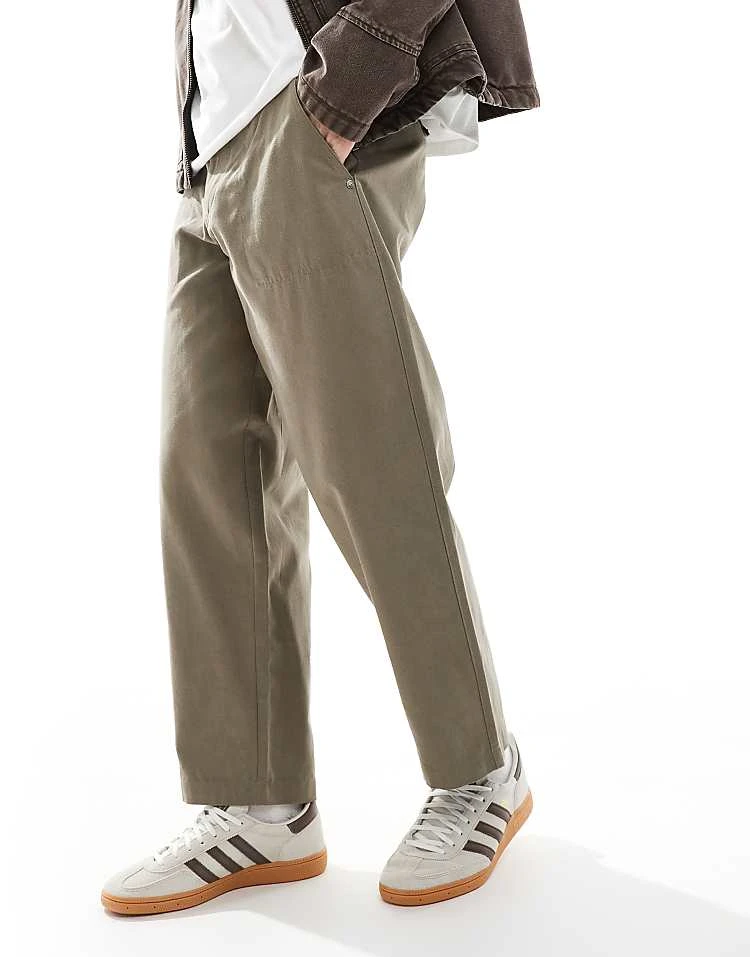 River Island Barrel Worker Trousers In Light Khaki For Men 5 River Island Barrel Worker Trousers In Light Khaki For Men - Image 3