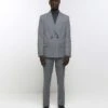 River Island Skinny Fit Twill Suit Trousers In Grey For Men -Layered Clothes 208097791 1 grey
