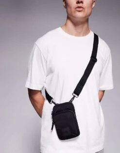 River Island Cross Body Bag In Black For Men -Layered Clothes 208143875 4