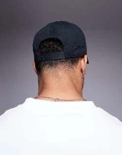 River Island Rubberised Badge Detail Cap In Black For Men -Layered Clothes 208143999 3