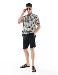 River Island Crochet Shirt In Black For Men -Layered Clothes 208144019 4