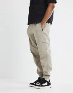 River Island Cuffed Cargo Trousers In Medium Stone For Men -Layered Clothes 208144204 4