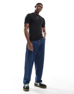 River Island Muscle Fit T-shirt In Black For Men -Layered Clothes 208144859 4