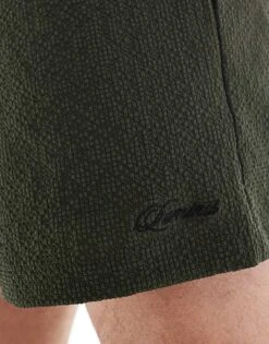 River Island Seersucker Swim Trunks In Khaki For Men Green - Dark -Layered Clothes 208146866 3