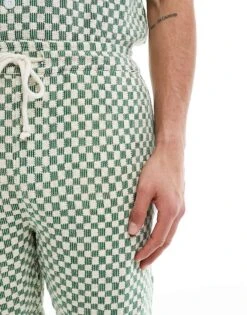 River Island Checkerboard Shorts Co-ord In Green For Men -Layered Clothes 208146889 4