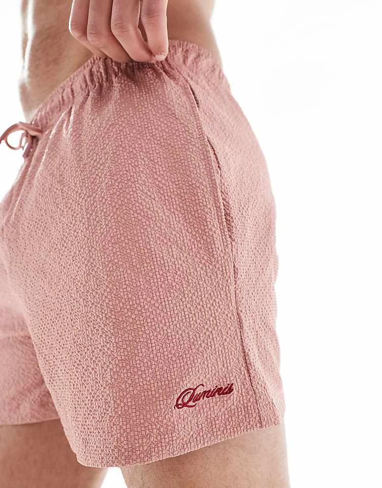 River Island Seersucker Swim Trunks In Pink For Men Pink - Medium 4 River Island Seersucker Swim Trunks In Pink For Men Pink - Medium - Image 2