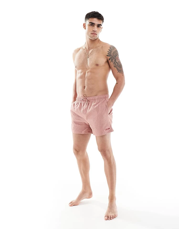 River Island Seersucker Swim Trunks In Pink For Men Pink - Medium 5 River Island Seersucker Swim Trunks In Pink For Men Pink - Medium - Image 3