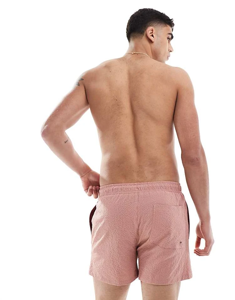 River Island Seersucker Swim Trunks In Pink For Men Pink - Medium 6 River Island Seersucker Swim Trunks In Pink For Men Pink - Medium - Image 4