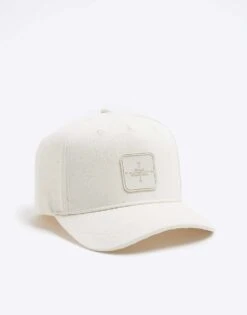 River Island Rubber Badge Baseball Cap In Ecru For Men