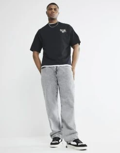 River Island Denim Loose Fit Jeans In Grey - Light For Men