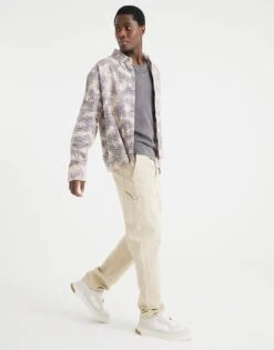 River Island Straight Leg Carpenter Jeans In Stone - Light For Men