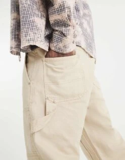 River Island Straight Leg Carpenter Jeans In Stone - Light For Men -Layered Clothes 208172383 3