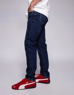 River Island Slim Fit Jeans In Dark Blue For Men Midwash Blue -Layered Clothes 208176453 3