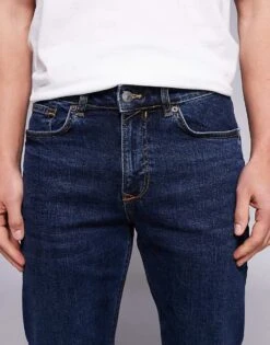 River Island Slim Fit Jeans In Dark Blue For Men Midwash Blue -Layered Clothes 208176453 4