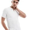 River Island Muscle Fit Textured Knit Polo In White For Men 1 River Island Muscle Fit Textured Knit Polo In White For Men -Layered Clothes 208211818 1 white