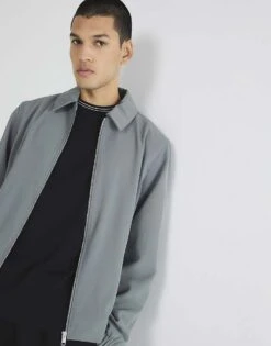 River Island Smart Shacket In Grey For Men