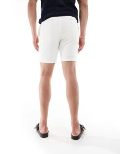 River Island Waffle Textured Shorts In White For Men -Layered Clothes 208251180 3