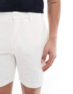River Island Waffle Textured Shorts In White For Men -Layered Clothes 208251180 5
